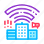 building, radiowaves icon 