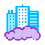 building, skyscraper, smog icon 