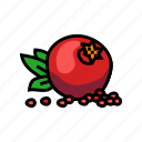 pomegranate, whole, grain, leaf, fruit, red