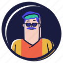 accounts, avatars, person, user, account, avatar, man, male, sunglasses, moustache, middle, aged 
