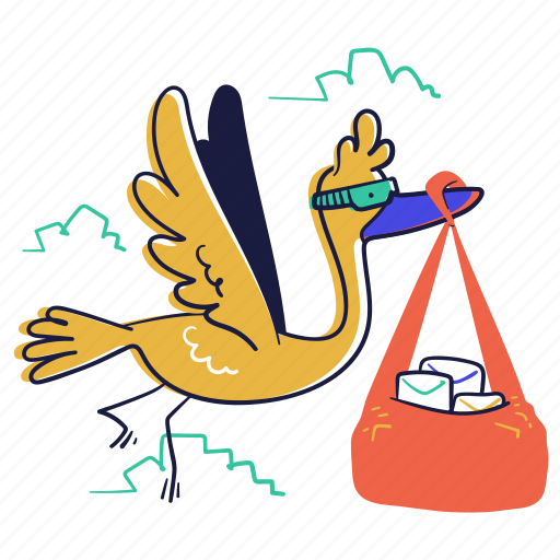 Communication, emails, email, mail, envelope, message, bird illustration - Download on Iconfinder