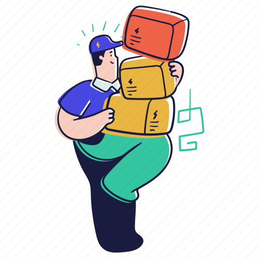 E, commerce, delivery, logistic, man, package, box illustration - Download on Iconfinder