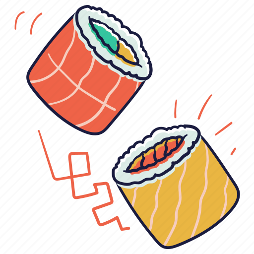 Food, rice, fish, sushi, rolls, meal, culture illustration - Download on Iconfinder