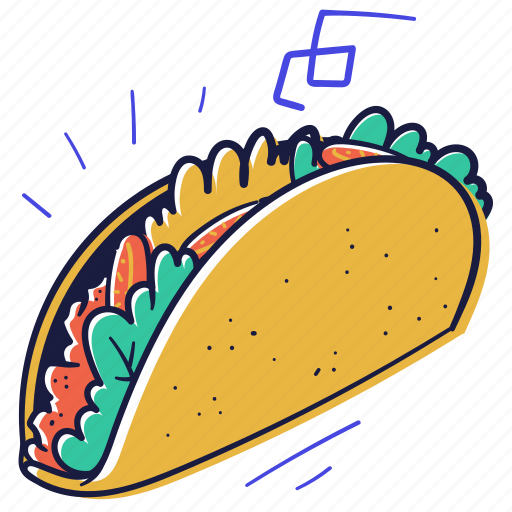 Food, taco, wrap, sandwich, meal, vegetable, take illustration - Download on Iconfinder