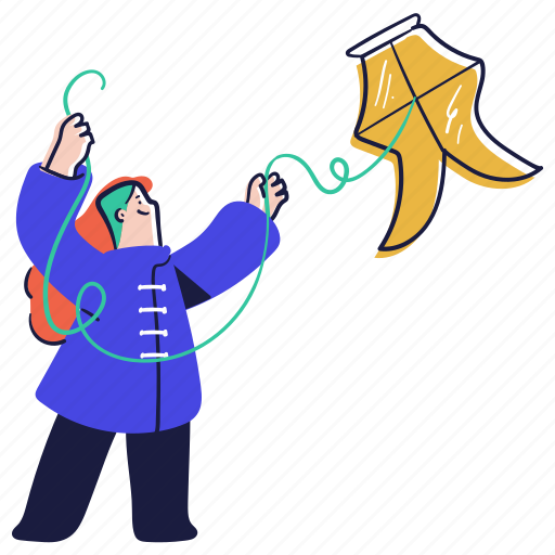 Hobby, outdoors, kite, flying, a, woman, girl illustration - Download on Iconfinder