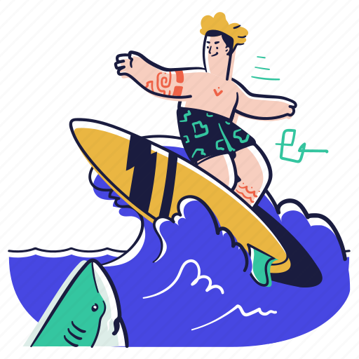 Holidays, sports, surfing, surfer, surf, sea, ocean illustration - Download on Iconfinder