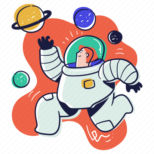 Navigation, explore, space, exploration, astronaut, planets, planet illustration - Download on Iconfinder