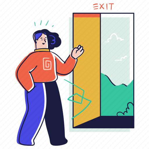 Real, estate, door, exit, outdoors, outside, woman illustration - Download on Iconfinder