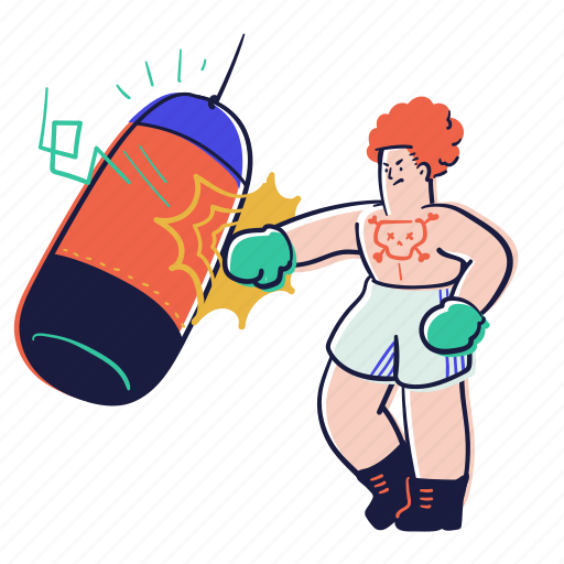 Sports, boxing, bag, gloves, athlete, punch, fighter illustration - Download on Iconfinder