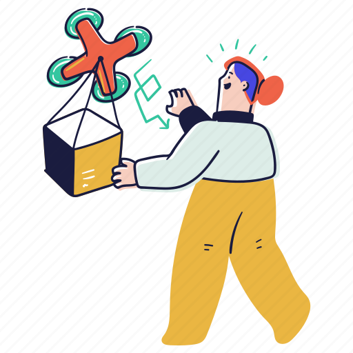 Technology, delivery, drone, electronic, device, box, package illustration - Download on Iconfinder