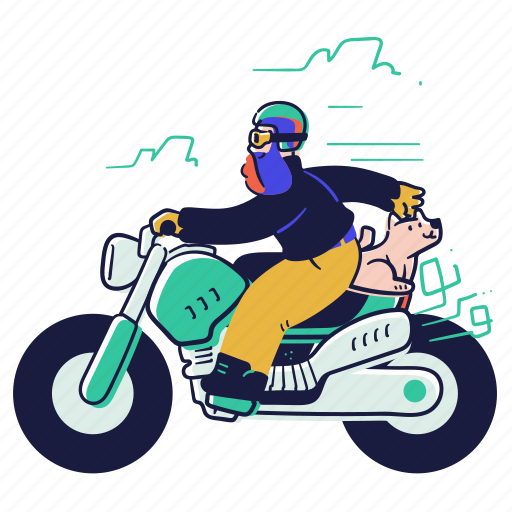 Transportation, animals, motorcycle, motorbike, dog, pet, bike illustration - Download on Iconfinder