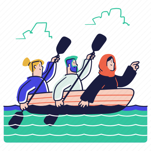 Travel, working, together, work, group, team, boat illustration - Download on Iconfinder