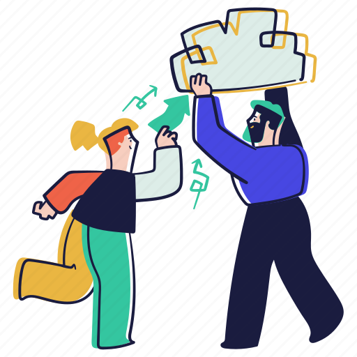 Workflow, teamwork, work, man, woman, working, together illustration - Download on Iconfinder