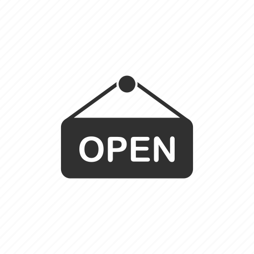 Now open, open, open sign, sign icon