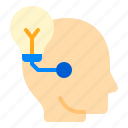 brain, bulb, creative, head, innovator, mind, think