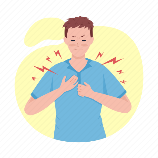 Man with heartache, post covid syndrome, heartburn, chest pain icon - Download on Iconfinder