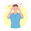 man with headache, post covid syndrome, migraine, virus 
