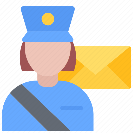 Postman, letter, envelope, woman, uniform, post, office icon - Download on Iconfinder