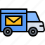 car, truck, postman, letter, envelope, post, office, delivery, postal 