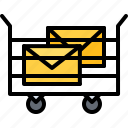 cart, letter, envelope, post, office, delivery, postal, service
