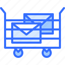 cart, letter, envelope, post, office, delivery, postal, service