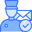 customs, control, check, envelope, letter, man, post, office, delivery 