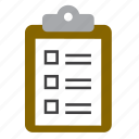 checklist, document, form, inventory, list, report, task