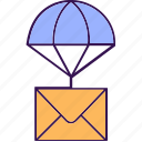 air balloon mail, parachute email, parachute mail, air balloon delivery, air balloon email