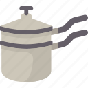 pot, boiler, double, steam, source