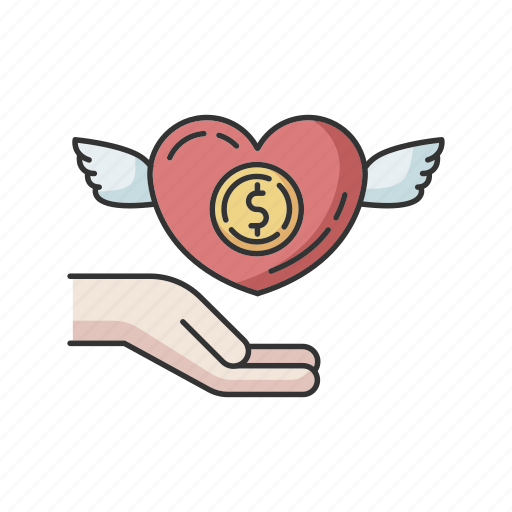 Charity, donation, financial support, heart, help, humanitarian aid, philanthropy icon - Download on Iconfinder