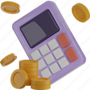 calculator, and, coin, money 