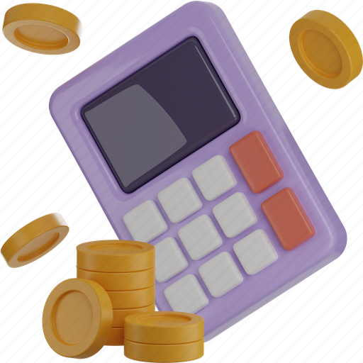 Calculator, and, coin, money 3D illustration - Download on Iconfinder