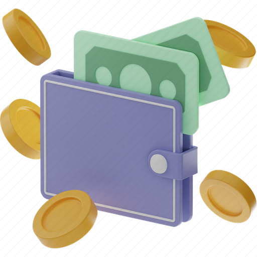 Wallet, and, coin, money, finance 3D illustration - Download on Iconfinder