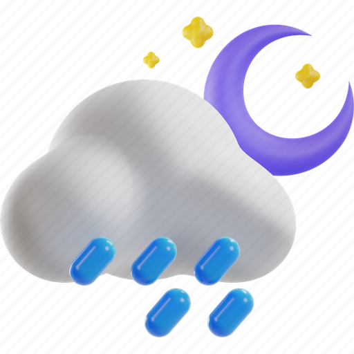 Downpour, moon, star, cloud, weather 3D illustration - Download on Iconfinder