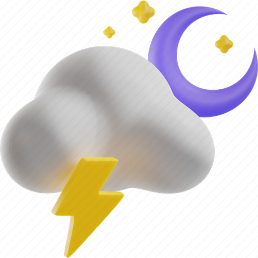 Lightning, moon, cloud, weather 3D illustration - Download on Iconfinder