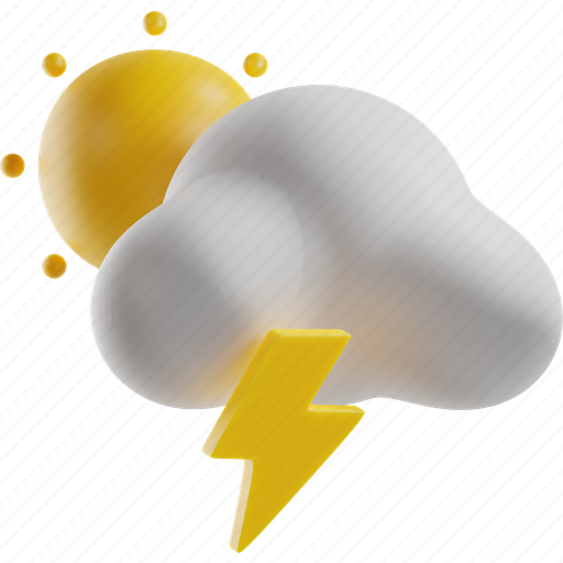 Lightning, sunny, cloud, weather 3D illustration - Download on Iconfinder