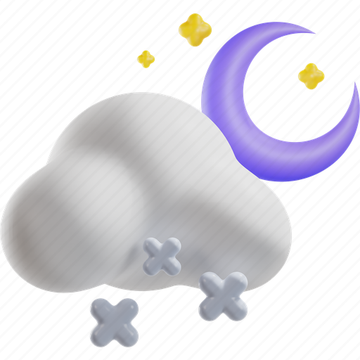 Snow, moon, cloud, weather 3D illustration - Download on Iconfinder