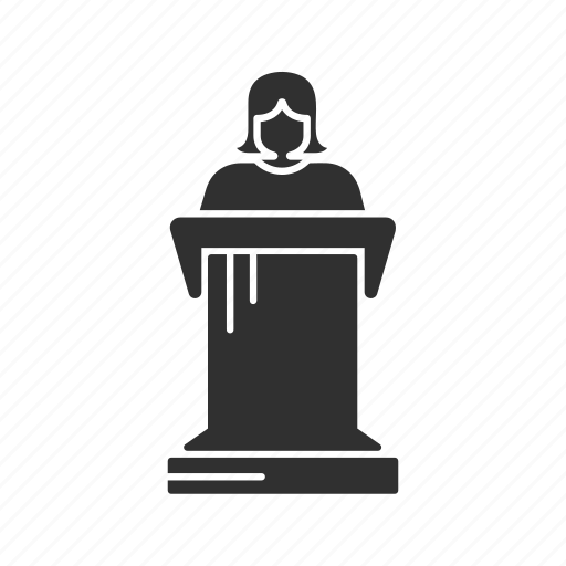 Conference, female speaker, pulpit, speech icon - Download on Iconfinder