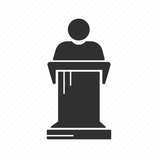 Conference, male speaker, speech, podium icon - Download on Iconfinder