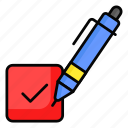 checkbox, elections, sign, pen, tick, voting, checked