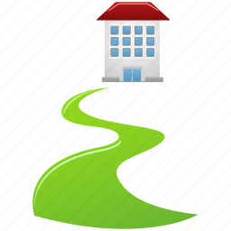 Building, house, real estate, direct, walkway, home icon - Download on Iconfinder