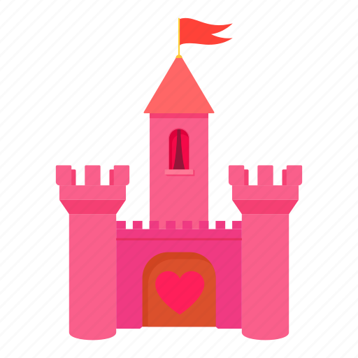 Cartoon, castle, flag, object, pink, princess, tower icon - Download on Iconfinder