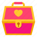 box, cartoon, chest, object, pink, treasure, white