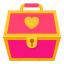 box, cartoon, chest, object, pink, treasure, white 