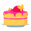 cake, cartoon, day, dessert, object, pink, sweet 