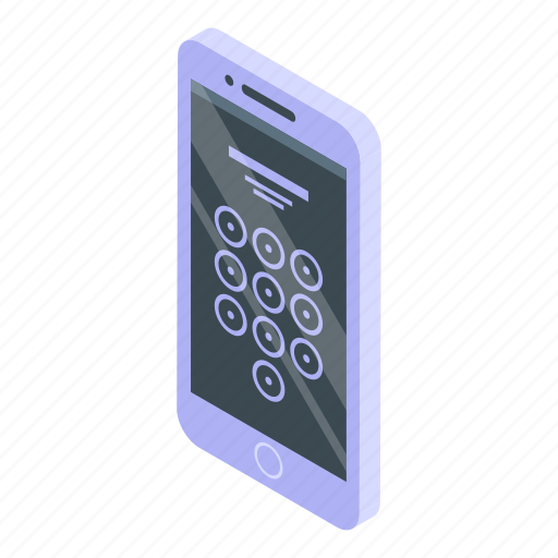 Phone, password, isometric icon - Download on Iconfinder