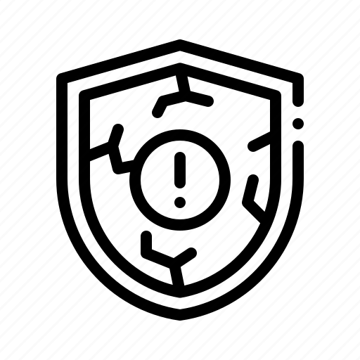 Shield, broken, defense, protect, damaged, unprotected, denied icon - Download on Iconfinder