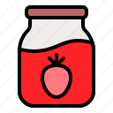 bottle, glass, jam, jar, strawberry