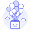 balloon, box, development, launch, package, product, release, smiley 