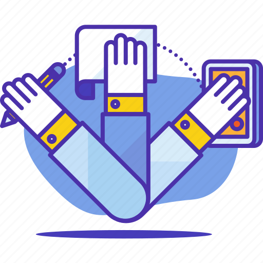 Hand, multitasking, note, pencil, productivity, task icon - Download on Iconfinder